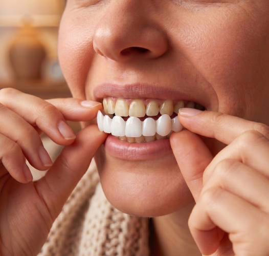 Schritt 2: sanft zubeißen, um WellaSmile zu formen